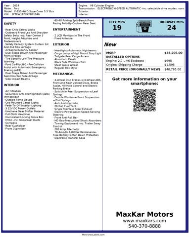 2019 Ford F-150 4WD SuperCrew 5.5 LARIAT