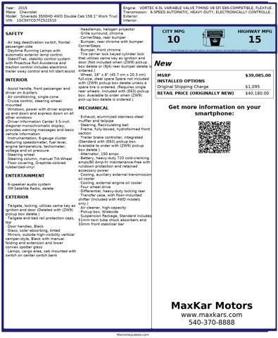 2015 Chevrolet Silverado 3500HD Built After Aug 14 6.0L 8 Cyl Work Truck