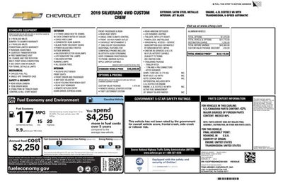 2019 Chevrolet Silverado 1500 4.3L 6 Cyl 4WD Crew Cab 147" Custom