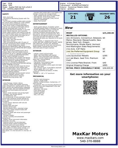 2018 GMC Acadia 2.5L 4 Cylinder FWD 4dr SLE w/SLE-2