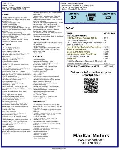 2017 Dodge Grand Caravan 3.6L 6 Cyl 121.2WB SE Wagon