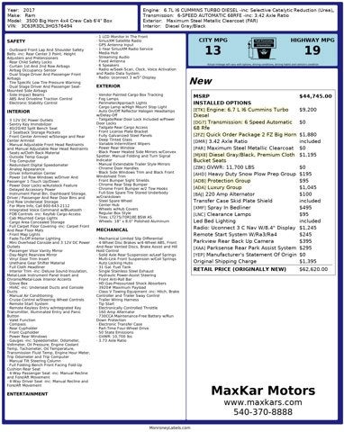 2017 RAM 3500 6.7L 6 Cyl Turbo Diesel Big Horn 4x4 Crew Cab 6'4" Box