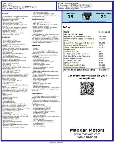 2016 RAM 1500 5.7L 4WD 4WD Crew Cab 140.5" Big Horn