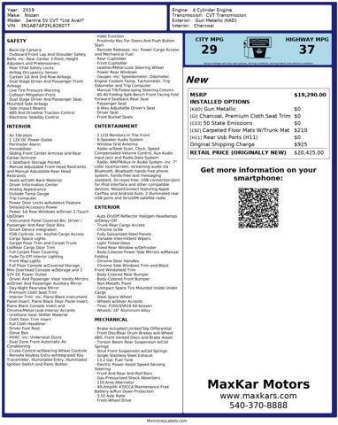 2019 Nissan Sentra 1.8L 4 Cyl SV CVT