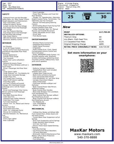 2017 Kia Soul 1.6L 4 Cylinder Base