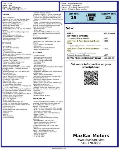 2019 Audi Q7 2.0L 4 Cyl Turbo AWD SE Premium 45 TFSI quattro