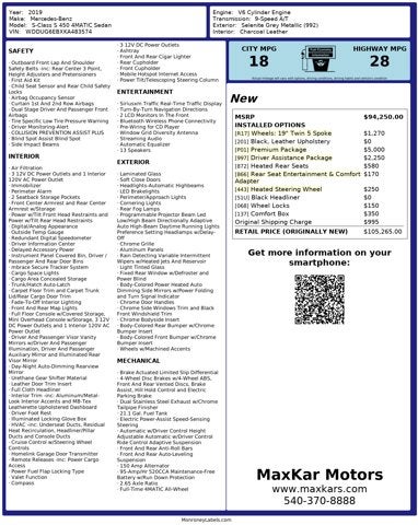 2019 Mercedes-Benz S-Class 3.0L 6 Cyl Turbo AWD S 450